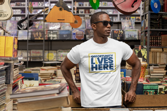 Opportunity Lives Here  Unisex Crewneck T-shirt